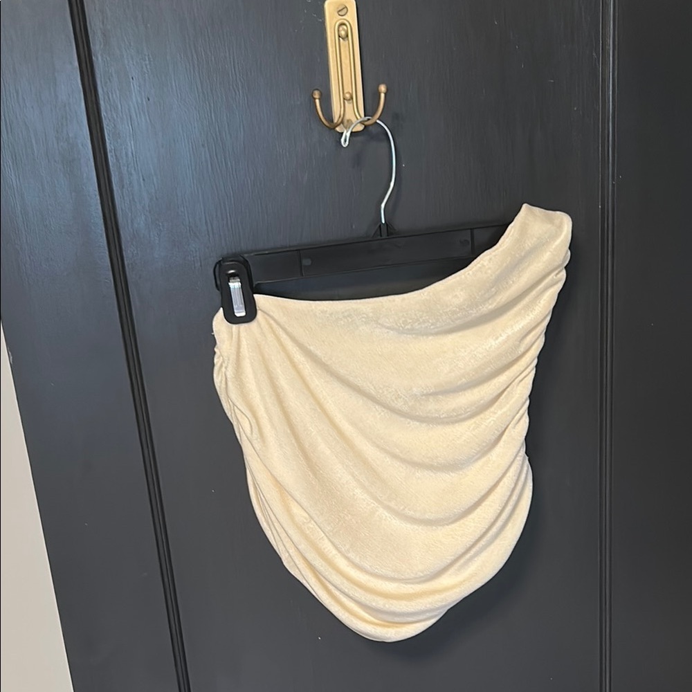 Cream Draped One Shoulder Top